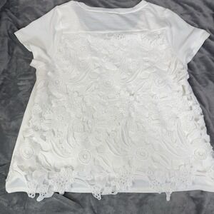 Soft Surroundings 3X White Crochet Lace  Tunic Top Shirt Cottagecore Boho Floral